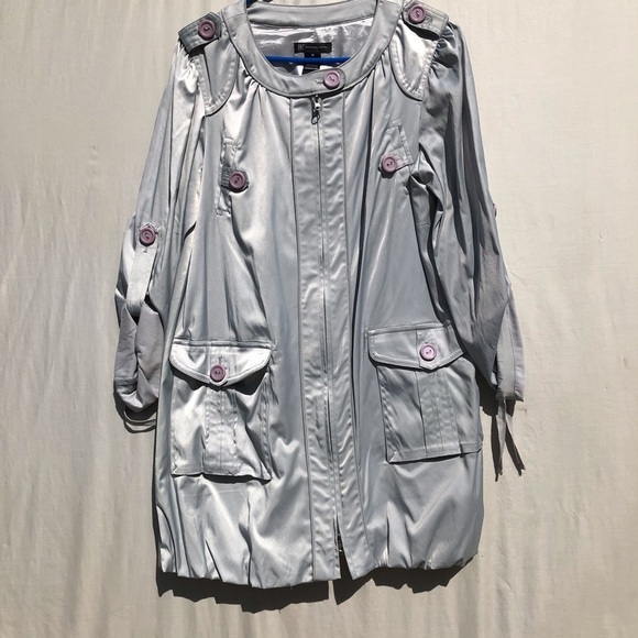 INC international gray Trench coat size M - Picture 2 of 8